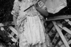 Doris Taylor in fancy dress costume, made by her mother, Emily Taylor. Late 1930s.
