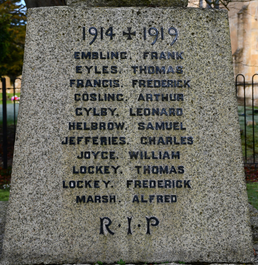 Lambourn War Memorial - WWI Names